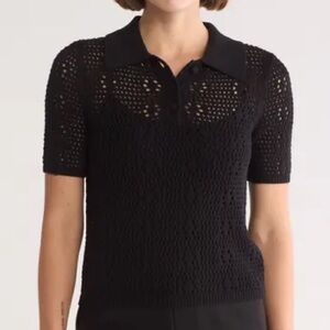 T TAHARI- Cotton Polo Sweater- Navy. Size Small.